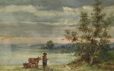 Blanche Tétard (XIX-XX) - Jeune bergère au bord de l'eau