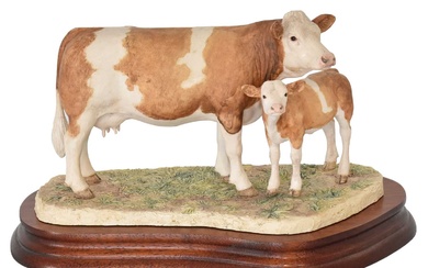 Border Fine Arts 'Simmental Cow and Calf' (Style Two), model...