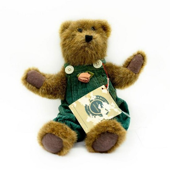 Boyds Bears Teddy Bear, Green Overalls