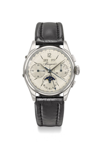 Breguet. An extremely rare and highly attractive stainless steel triple calendar chronograph wristwatch with moon phases, SIGNED BREGUET, NO. 4544, CASE NO. 4’885’527, MANUFACTURED AND SOLD IN 1970