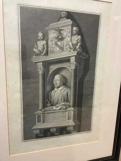 British writers and actors. Collection of prints and engravings, including:Shakespeare's Monument