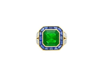 Bulgari Gold, Emerald, Sapphire and Diamond Ring