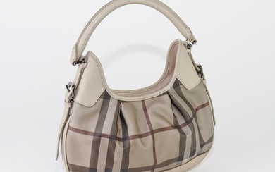 Burberry Brooklyn Hobo in Beige Smocked Check Canvas