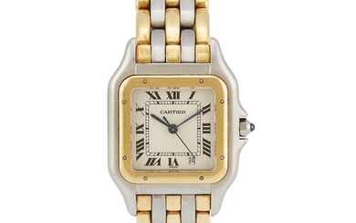 CARTIER PANTHERE MEDIUM SIZE YELLOW GOLD AND STAINLESS STEEL WRISTWATCH CARTIER PANTHERE ACCIAIO E ORO...