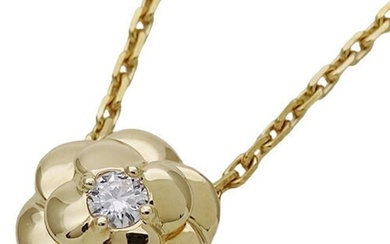 CHANEL Necklace Ladies Flower 750YG 1P Diamond Camellia Yellow Gold