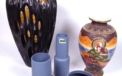COLLECTABLES, INCLUDING A GROUP OF THREE MODERN POTTERY VASES (QTY)