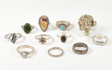 COLLECTION OF VINTAGE & LATER 925 SILVER RINGS