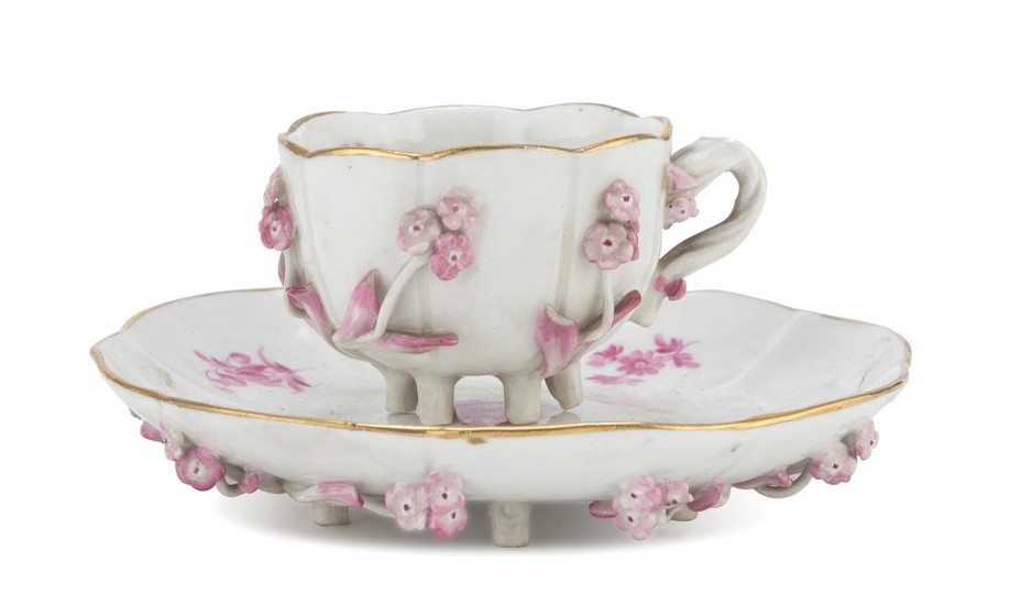 CUP AND SAUCER IN PORCELAIN - PROBABLY PARIS LATE 19TH CENTURY
