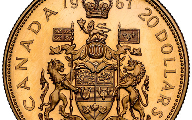 Canada: , Elizabeth II gold Specimen "Confederation Centennial" 20 Dollars 1967 SP67 Ultra Cameo NGC,...