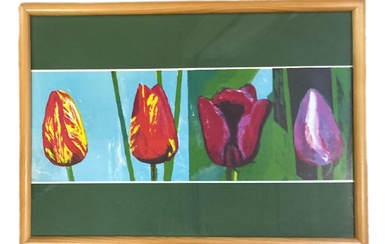 Carole BENZAKEN (né en 1964) Tulipes Lithographie. Signé en bas à droite et numérotée 17,5x50...