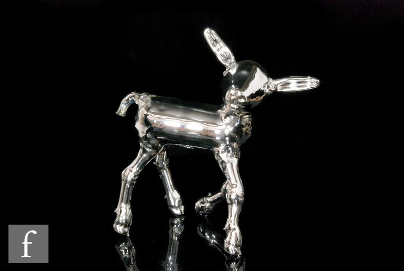 Carrie Fertig - Silver Lamb - A large flameworked borosilica...