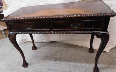 Carved Mahogany 2 Drawer Server with Claw Feet