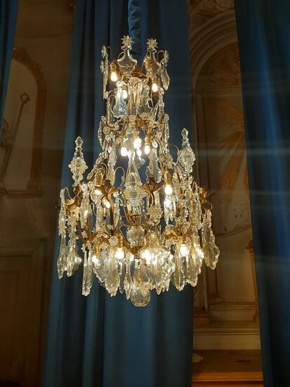 Chandelier - Louis XV Style - Bronze (gilt), Crystal - Late 19th century