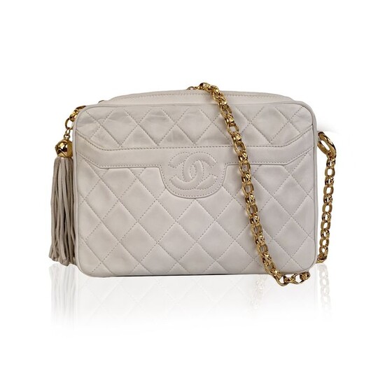 Chanel - Vintage White Quilted Leather CC Stitch Camera Shoulder bag