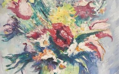 Charles Picart Ledoux. Nature morte aux fleurs. Huile sur toile. Signée et datée 54. 63,5 x 48,5 cm à vue.