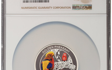 China: , People's Republic silver Colorized Proof "Shanghai Mint - Golden Pheasant" Medal 2017 PR70 Ultra Cameo NGC,...