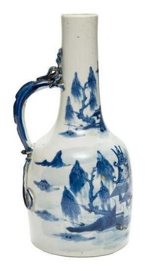 Chine Blue and White Amphora with a Dragon-Shaped