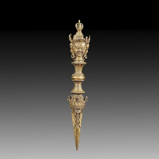Chinese 18th C. Tibetan Bronze & Copper Phurba