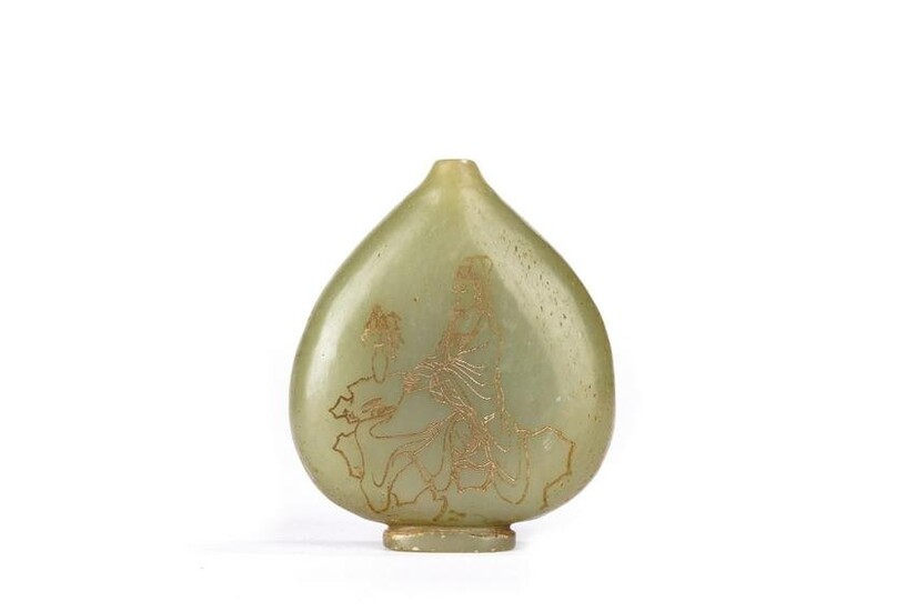 Chinese Celadon Jade 'Guanyin' Snuff Bottle