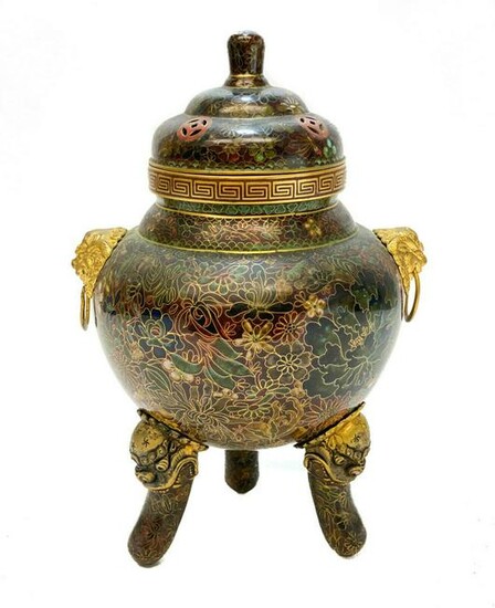 Chinese Cloisonne Enamel Incense Urn