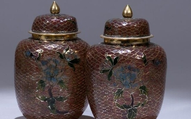 Chinese Fine Pair of Imperial Style Glass Cloisonne
