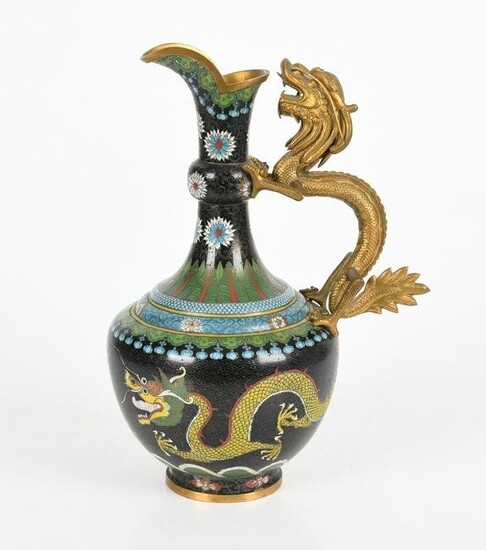 Chinese Gilt Bronze and Cloisonne Enamel Ewer