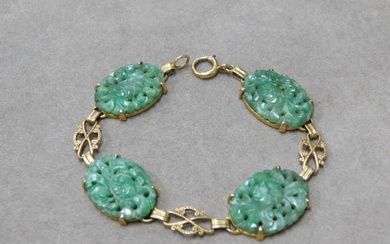 Chinese Gold & Jade Bracelet