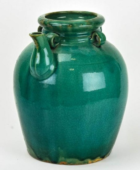Chinese Green Gazed Pottery Jug or Vessel