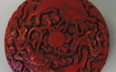 Chinese Red Lacquer Ware / Cinnabar Paste Box