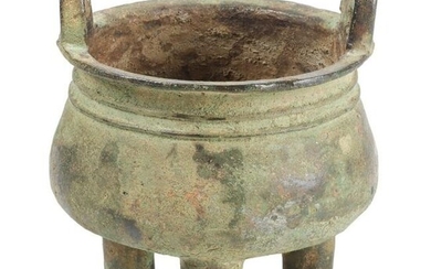 Chinese archaic bronze ding censer vessel on three feet