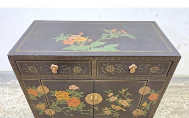 Chinoiserie Oriental Lacquered Cabinet/Sideboard with 2 draw...