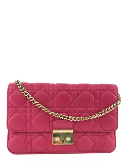 Christian Dior Cannage Quilted Leather Wallet-On-Chain