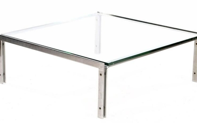 Chromed metal minimalist coffee table