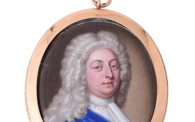 Circle of Christian Friedrich Zincke (German 1683-1767), A gentleman, wearing blue coat