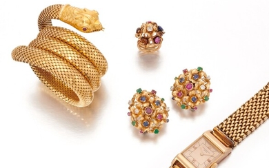 Collection of gem-set jewels and a wristwatch, Patek Philippe (Collezione di gioielli e un orologio Patek Philippe), Patek Philippe
