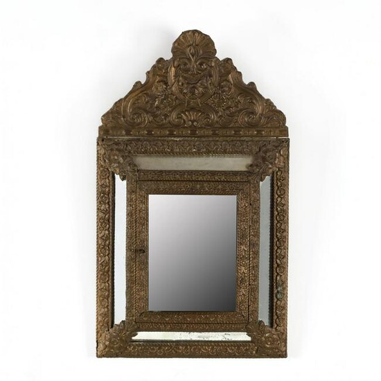 Continental Repousse Brass Hinged Door Mirror
