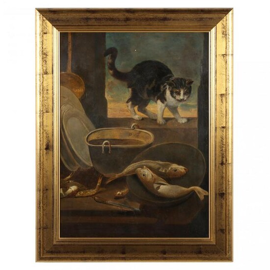 Continental School (19th century), Cat with a Fish