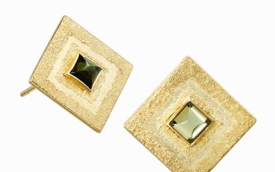 Costin Tira - 18 kt. Gold - Earrings Tourmaline