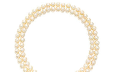 Cultured Pearl and Diamond Necklace/Brooch