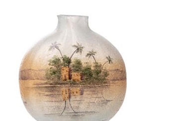 DAUM - Nancy "Paysage Nilotique" Rare vase miniature en verre...