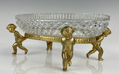 DORE BRONZE AND BACCARAT CRYSTAL OVAL DISH