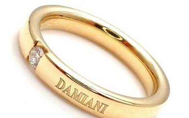 Damiani 18k Yellow Gold Single Diamond 3.5mm Band Ring