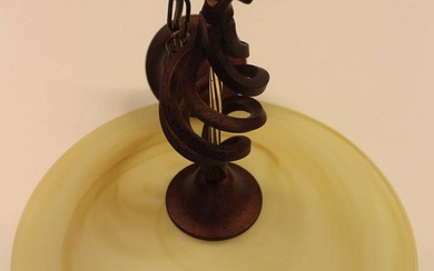Deckenlampe, Metall, Kunstglasschirm wohl Murano, H-36cm D-41cm