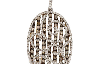 Diamond, Colored Diamond, Gold Pendant-Necklace The pendant features brown...