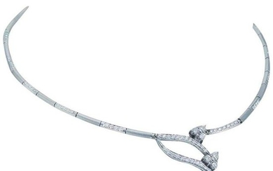 Diamond Necklace Choker 1.40cttw 16.5 inches 14K White