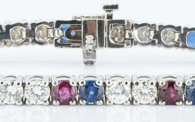 Diamond, Ruby, and Sapphire Tennis Bracelet