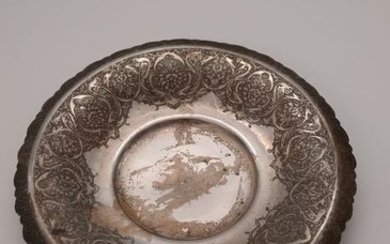 Dish, A refreshment serving plate - .840 silver - Iran - Early 20th century