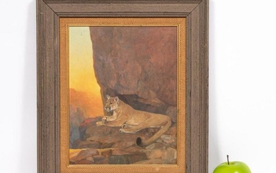 Douglas Allen, Mountain Lion Illustration Art, Oil