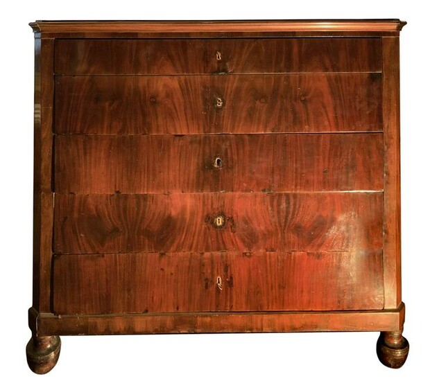 Drawers in mahogany with five drawers. Sicily, XIX