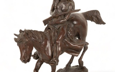 Earle Erik Heikka (American, 1910-1941) Bronze Sculpture, Ca. Mid 20th C., "Native American Scout on
